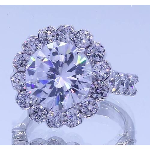 3.50 Carats Real Diamond Round Halo Anniversary Ring White Gold