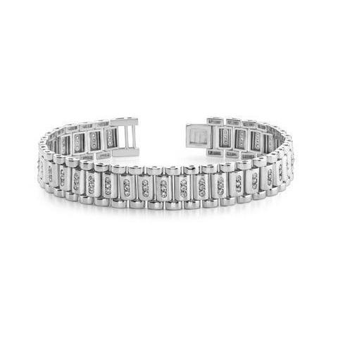 3.50 Carats Round Cut Real Diamond Men's Bracelet White Gold 14K