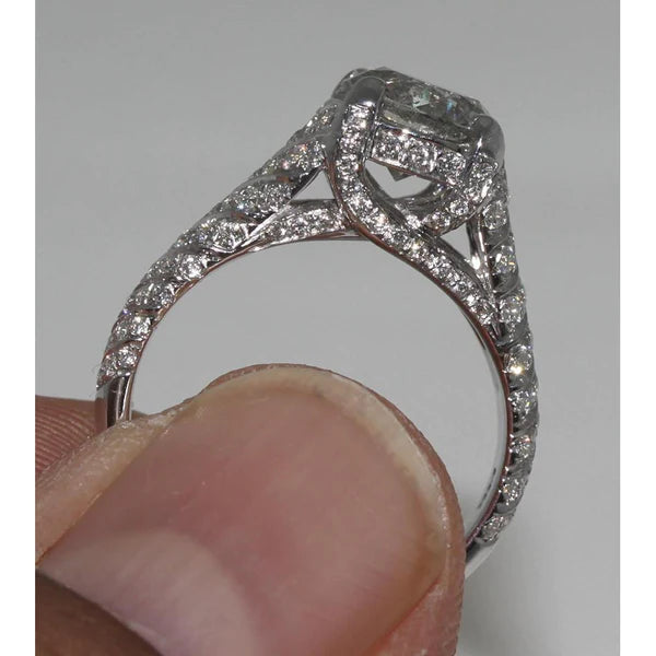 3.50 Ct. Real Diamond Engagement Ring Micro Pave Gold Ring - Solitaire Ring with Accents-harrychadent.ca
