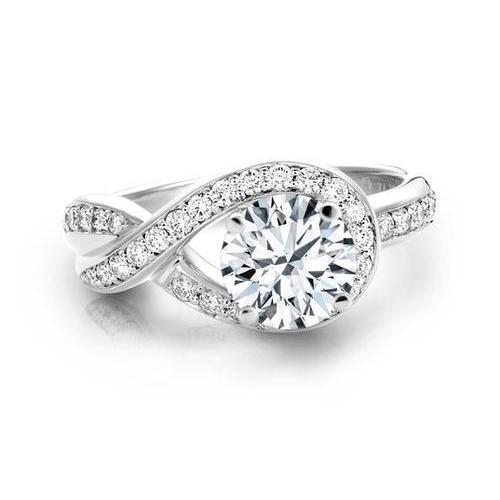 3.50 Ct Ladies Round Cut Genuine Diamond Engagement Ring With Accents
