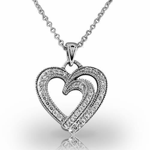 3.50 Ct Natural Round Cut Diamonds Heart Shaped Pendant Necklace White Gold