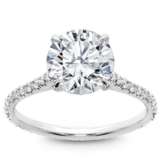 3.51 Ct Solitaire Accented Real Brilliant Cut Diamonds Wedding Ring