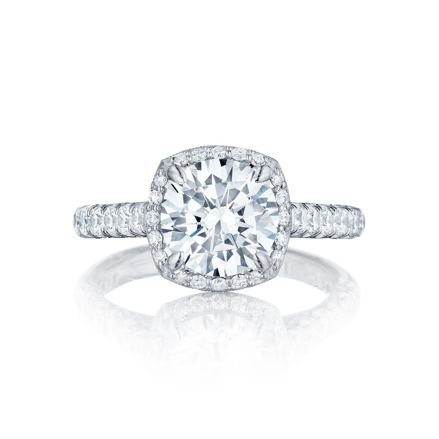 3.55 Carats Halo Real Diamond Ring White Gold 14K