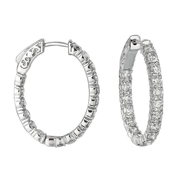 3.57 Carat Genuine Diamonds Oval Shape Hoop Earring 10 Pointer Diamond WG