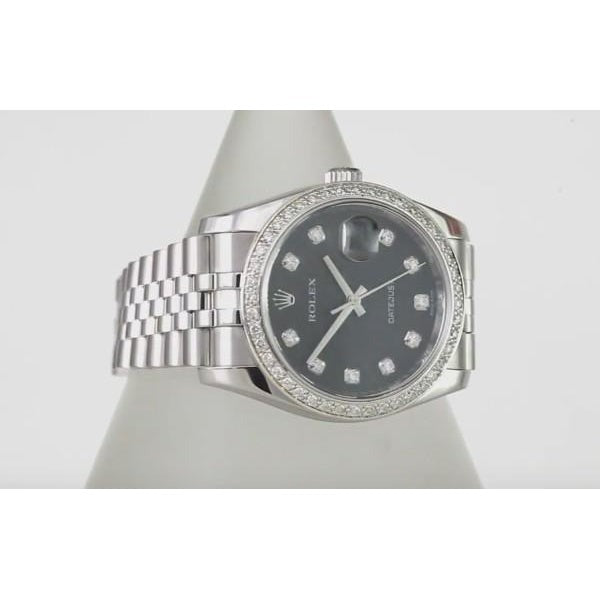 3.5 Ct Custom Diamond Dial Bezel Concealed Clasp Datejust Rolex Men Watch Ss & Gold