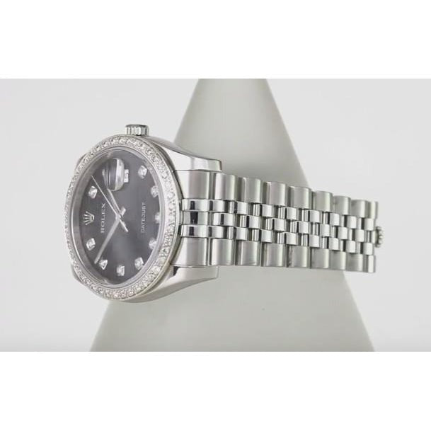 3.5 Ct Custom Diamond Dial Bezel Concealed Clasp Datejust Rolex Men Watch Ss & Gold