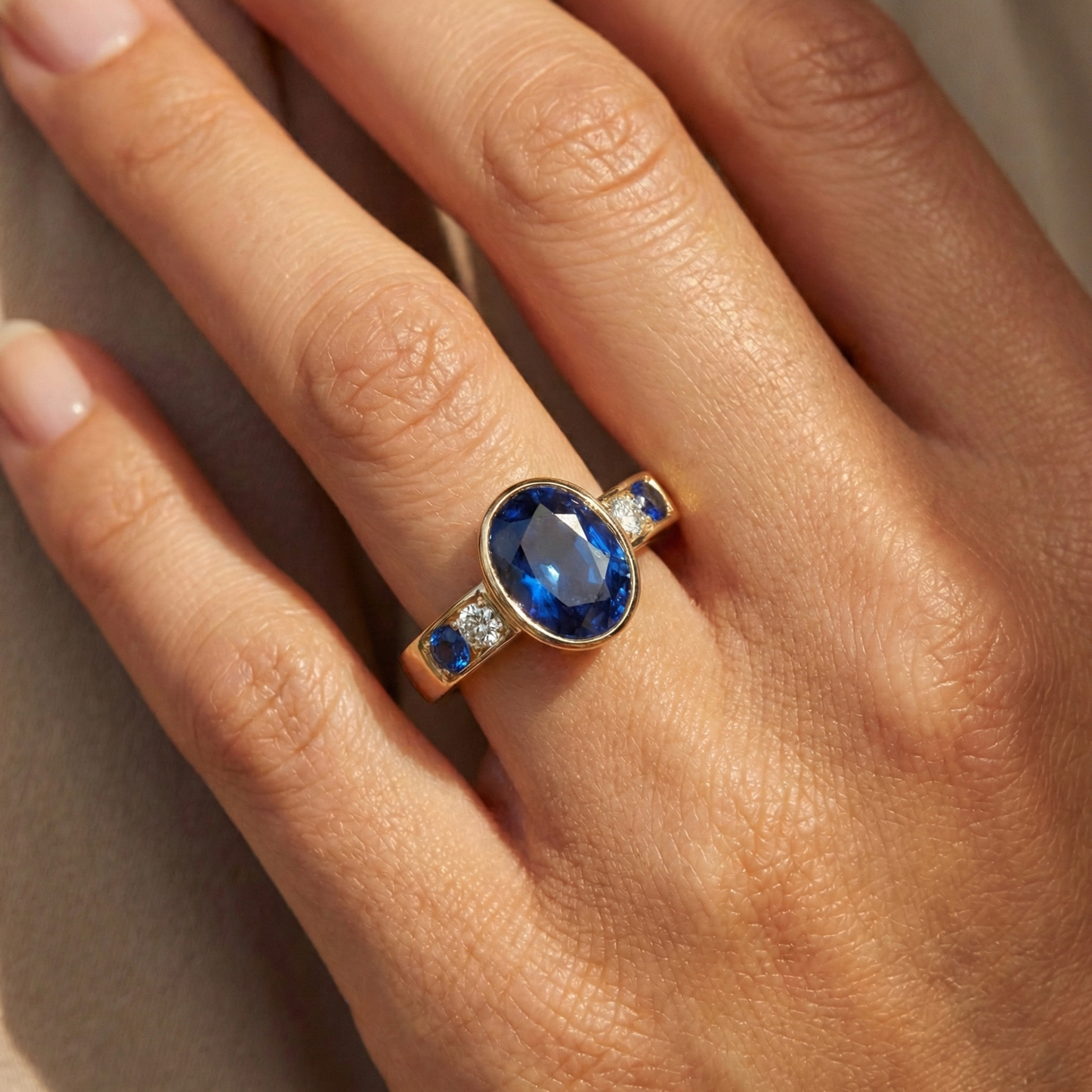 3.60 Ct. Ring Yellow Gold Big Oval Center Gemstone Ring