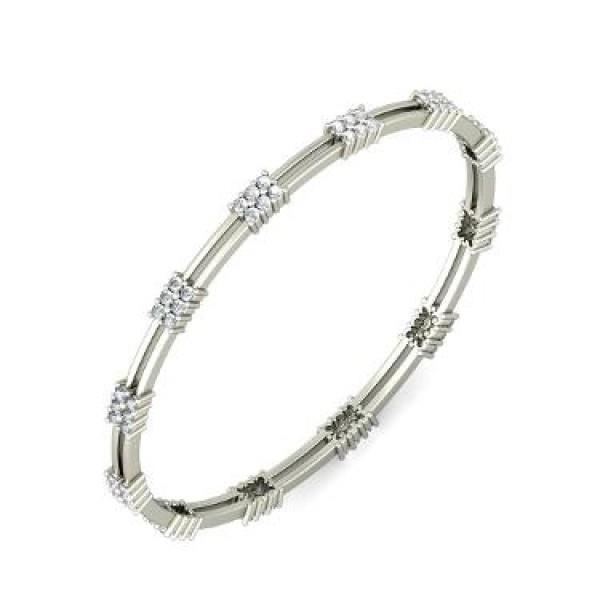 3.60 Ct Round Genuine Diamond Bangle 14K White Gold Jewelry