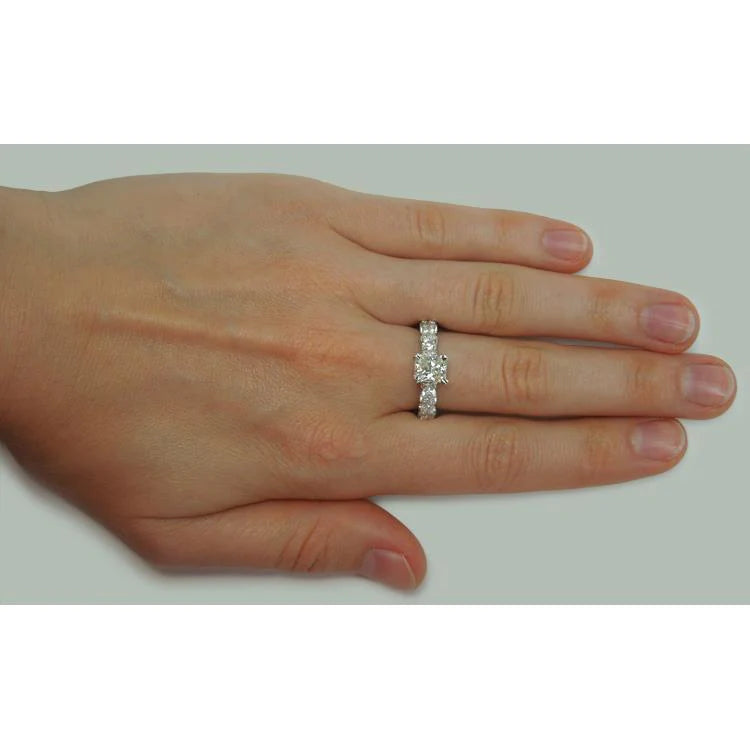 Radiant & Round Genuine Diamonds Ring Wedding Anniversary