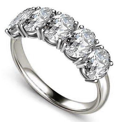 3.75 Ct Oval Cut Lab Grown Diamond 5 Stone Half Eternity Band Gold Jewelry - Half Eternity Band-harrychadent.ca