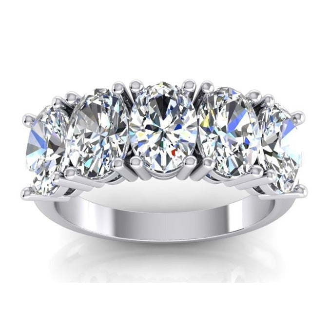 3.75 Ct Oval Cut Lab Grown Diamond 5 Stone Half Eternity Band Gold Jewelry - Half Eternity Band-harrychadent.ca