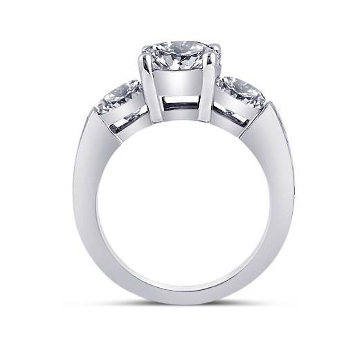 3.76 Carat Round Real Diamond Three Stone Style Engagement Ring