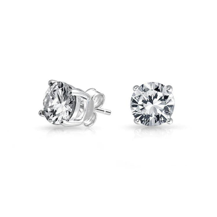 3.80 Carats Genuine Diamonds Women Studs Earrings Prong Set White Gold 14K