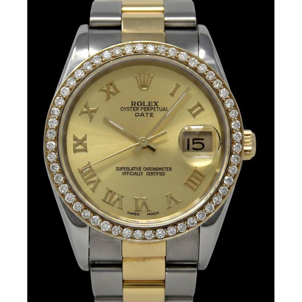 Ss & Gold Ladies Man Rolex Date Series Watch Two Tone