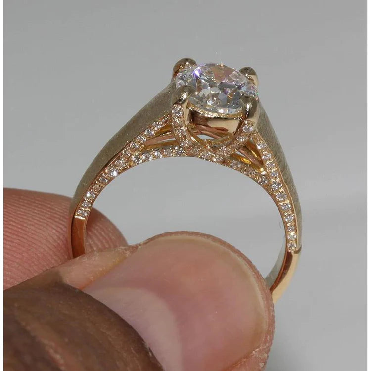 3 Carat Genuine Diamond Finish Micro Pave Ring Yellow Gold