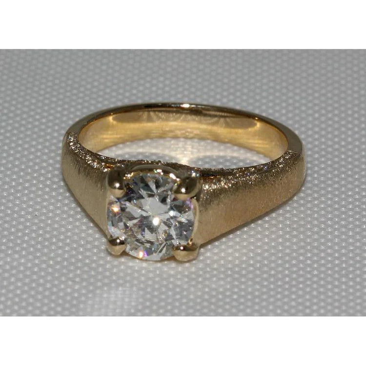 3 Carat Genuine Diamond Finish Micro Pave Ring Yellow Gold New