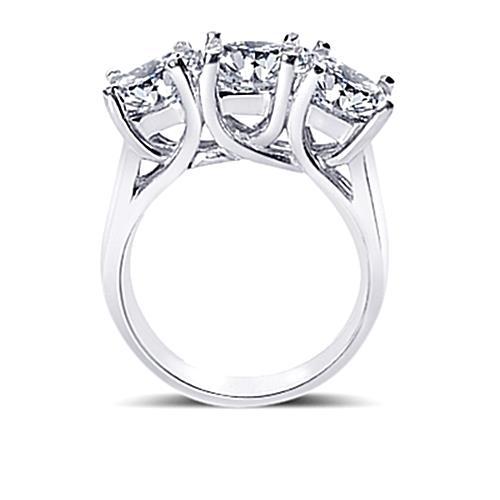 3 Carat Natural Diamonds Three Stone Ring White Gold