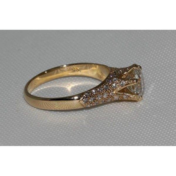 3 Carat Real Diamond Yellow Gold Ring Solitaire With Accents