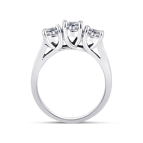 3 Carat Round Real Diamonds Wedding Anniversary Ring 3 Stone Jewelry