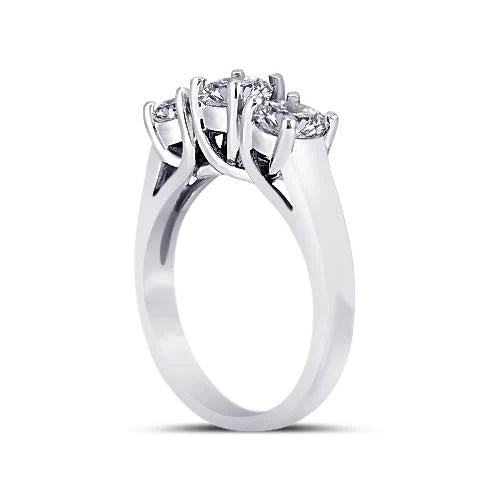 3 Carat Round Real Diamonds Wedding Anniversary Ring 3 Stone Jewelry