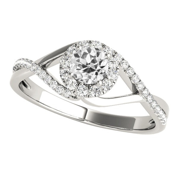 3 Carats Halo Wedding Ring Round Real Old Miner Diamond Infinity Style
