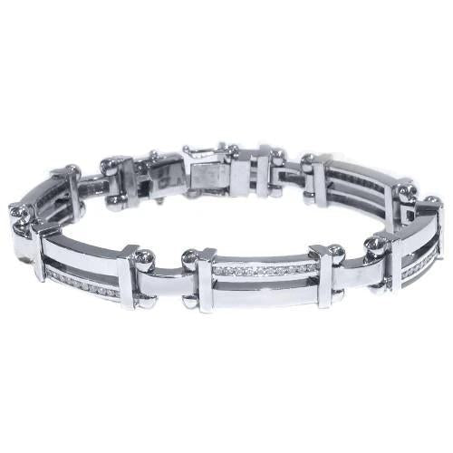 3 Carats Men Real Diamond Bracelet Beautiful White Gold Jewelry