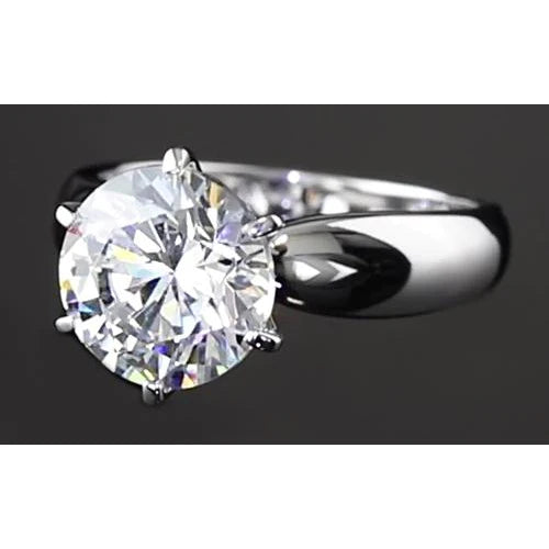 3 Carats Real Diamond Solitaire Engagement Ring Prong Setting White Gold 14K