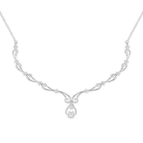 3 Carats Round Cut Genuine Diamond Women Necklace Fine Gold Jewelry