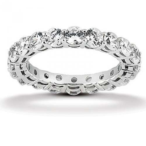 3 Carats Round Genuine Diamond Eternity Wedding Band White Gold 14K New
