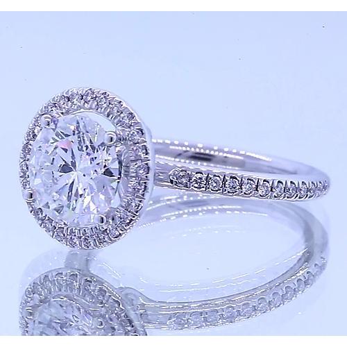 3 Carats Round Natural Diamond Halo Engagement Ring White Gold