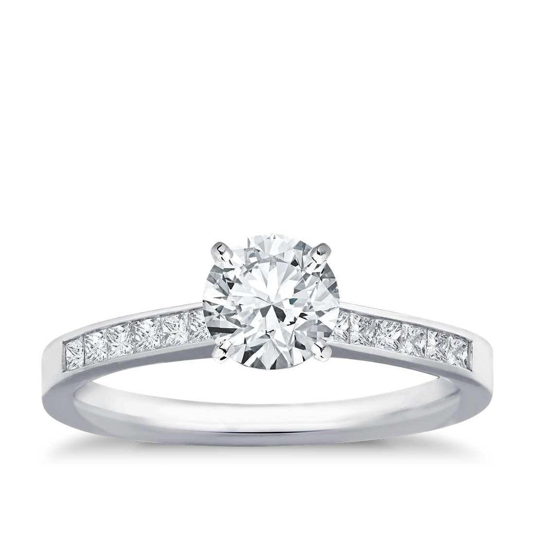 3 Carats Sparkling Real Diamond Ring With Accents 14K White Gold - Solitaire Ring with Accents-harrychadent.ca