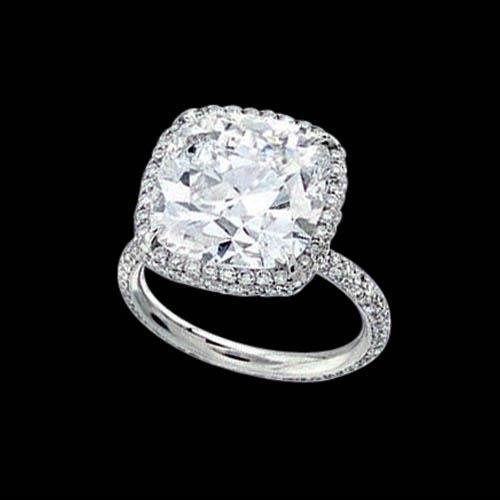 3 Ct. Cushion & Round Real Diamonds Halo Engagement Ring New