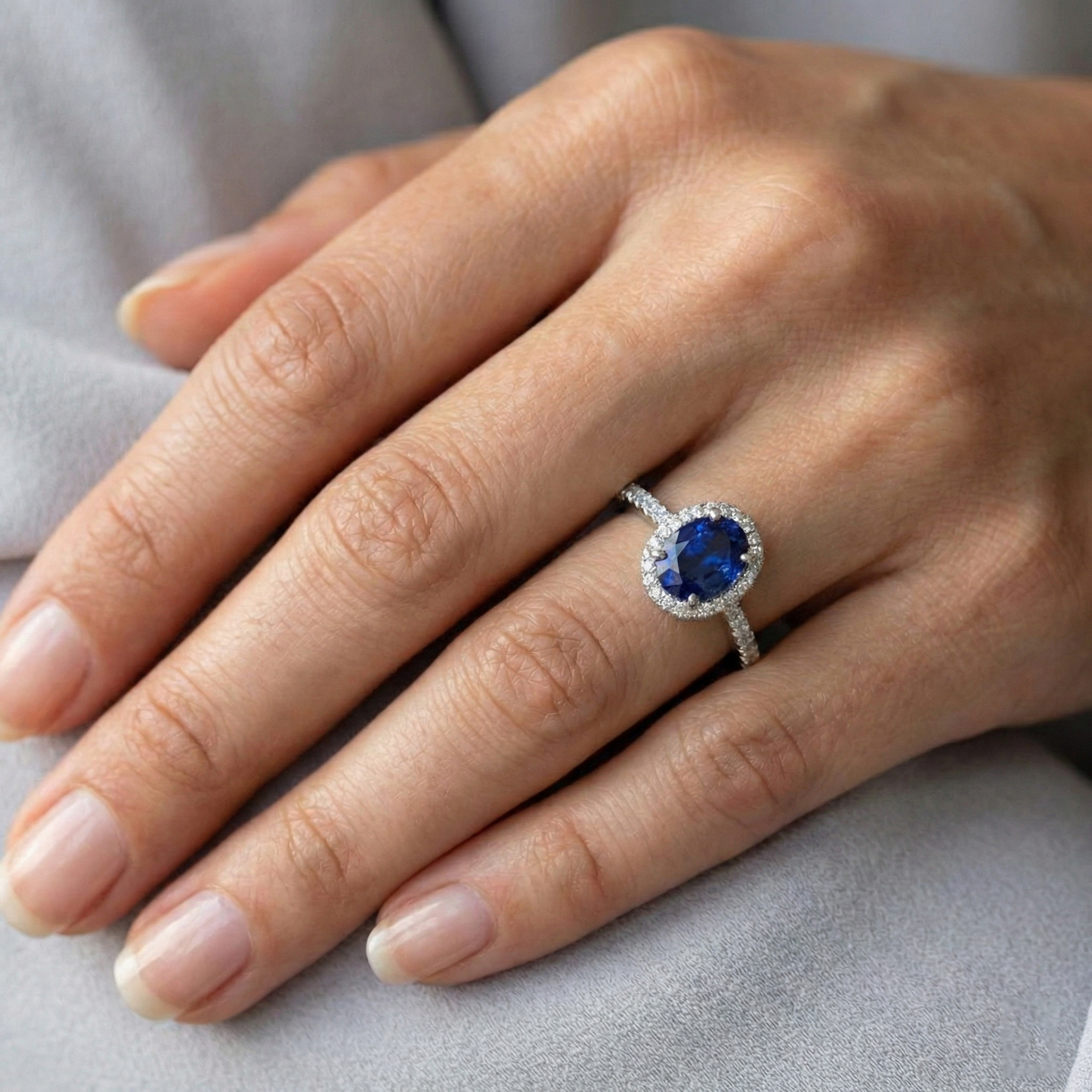 3 Ct Oval Sri Lankan Sapphire Natural Earth Mined Diamond ( Not Lab Grown ) Ring Solid Gold 14K