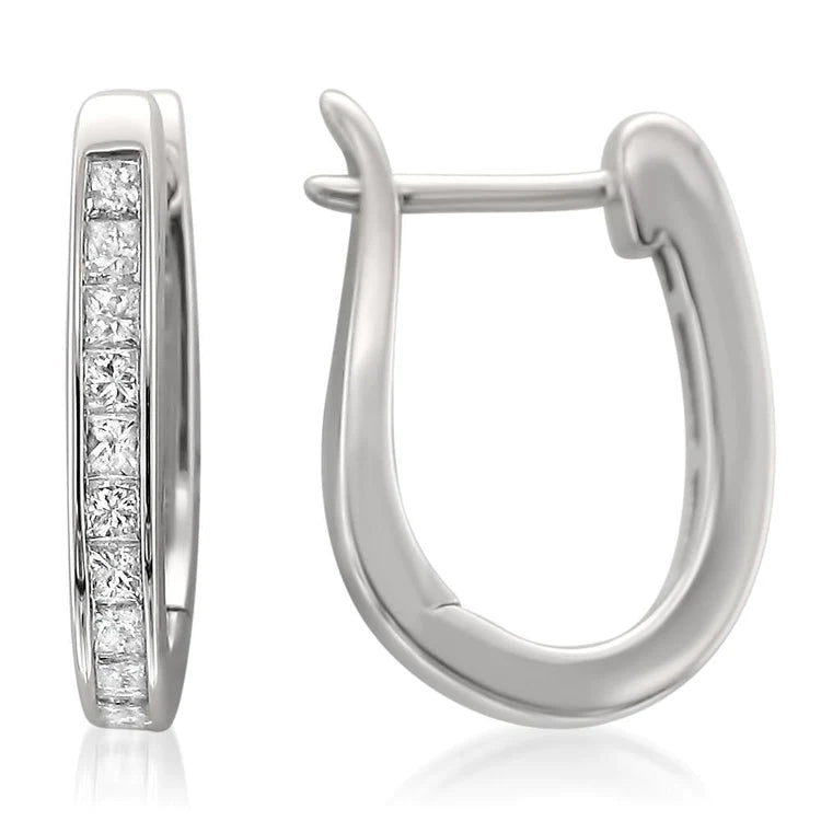 3 Ct Princess Cut Natural Diamond Hoop Earring 14K White Gold