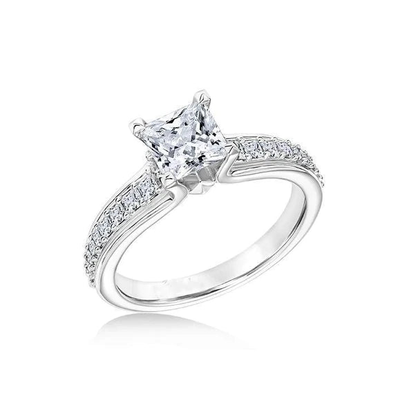 3 Ct Princess Cut Sparkling Genuine Diamonds Engagement Ring