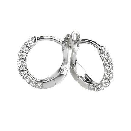 3 Ct Round Cut Natural Diamond Hoop Earring 14K White Gold