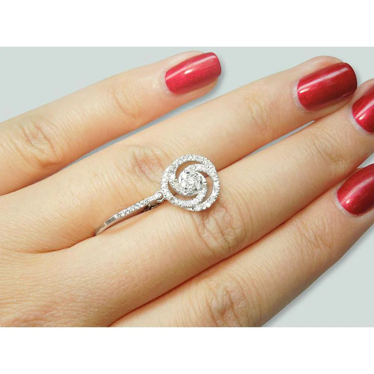 Round Real Diamond Circle Drop Dangle Earring 14K White Gold