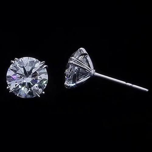 3 Ct Solitaire Round Cut Real Diamond Studs Earring White Gold