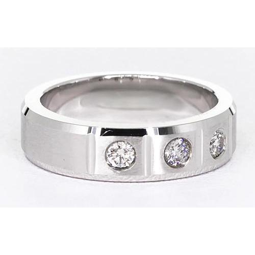 3 Round Gypsy Real Diamonds Anniversary Band White Gold 14K 0.75 Carats