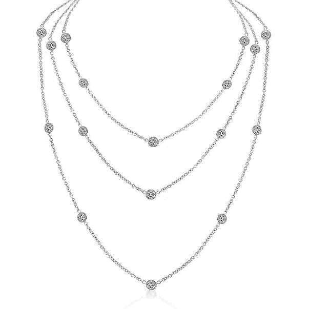 3 Row Real Layered Diamond Necklace