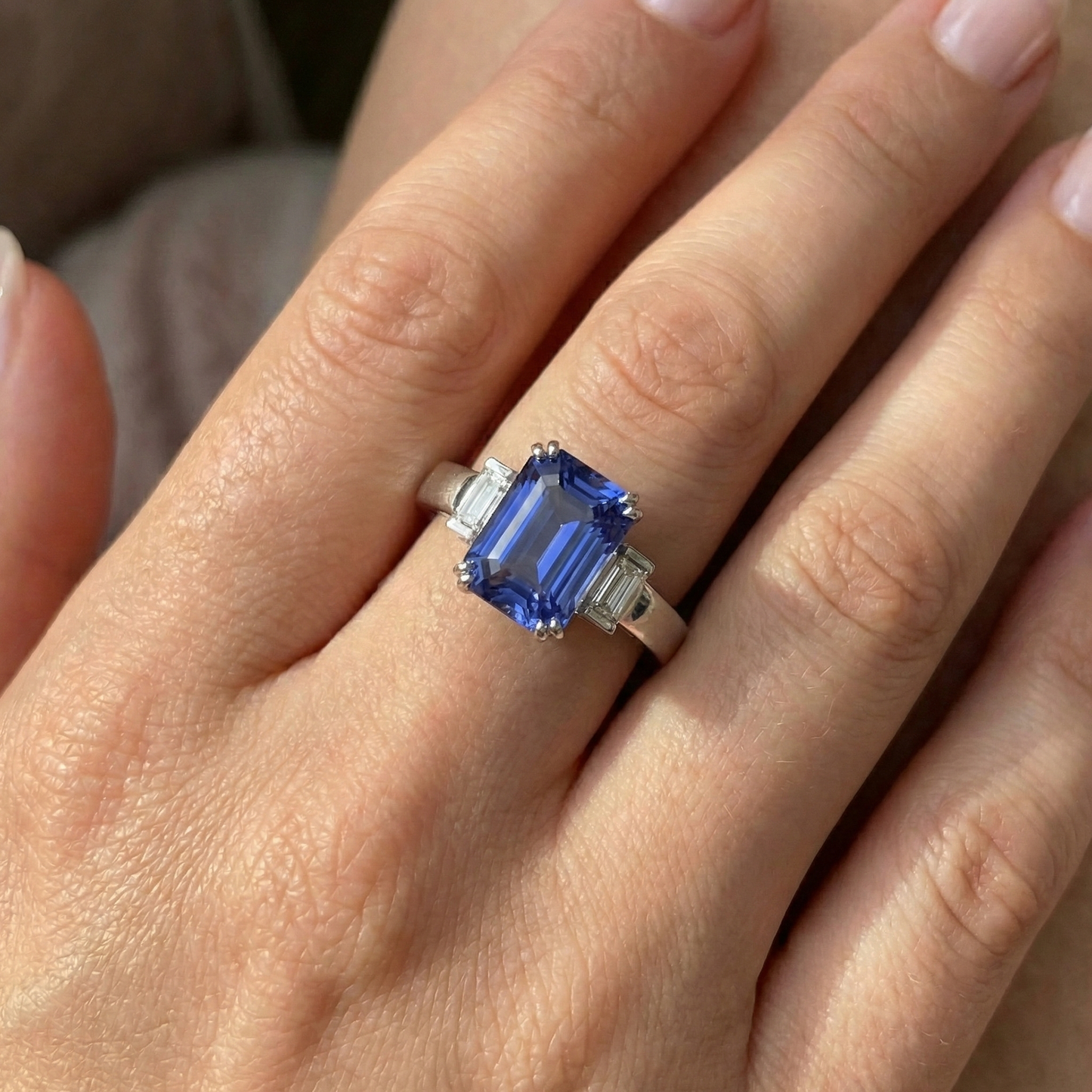 natural emerald sapphire 3ct ring with diamond accents