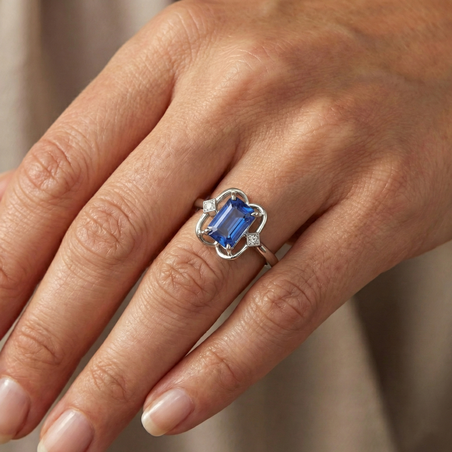 3 Stone Emerald Sapphire Ring Bezel Set Round Natural Earth Mined Diamond ( Not Lab Grown )s 1.75 Carats