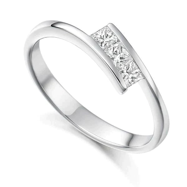 3 Stone Genuine Diamond Ring For Right Hand