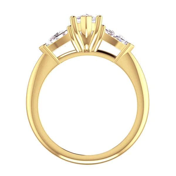 3 Stone Marquise Real Diamond Trillion Ring & Matching Band 3 Carats
