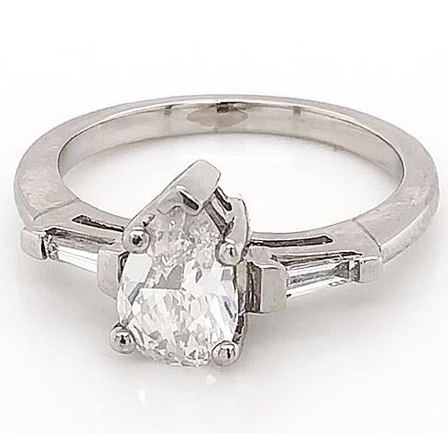 3 Stone Natural Diamond Engagement Ring 1.50 Carats Jewelry White Gold 14K