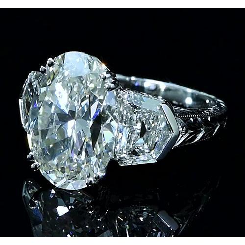 3 Stone Natural Diamond Engagement Ring 8 Carats Vintage Style
