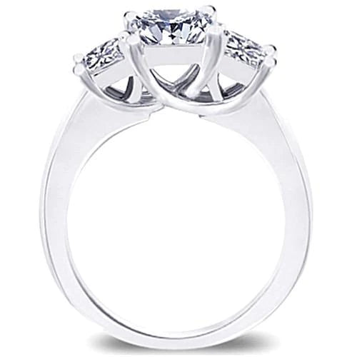 3 Stone Natural Diamond Engagement Ring Princess Diamond 1.81 Carat
