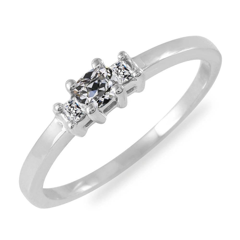 3 Stone Oval Old Mine Cut Real Diamond Ring Basket Set Jewelry 2.50 Carats