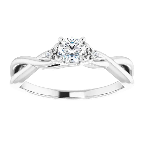 3 Stone Real Diamond Engagement Ring 0.54 Carats Twist Style Women Jewelry