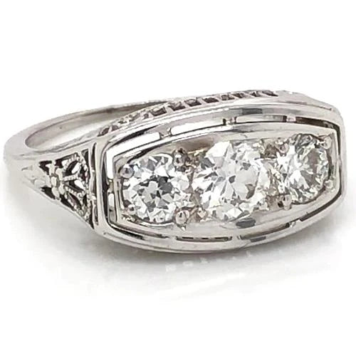 3 Stone Real Diamond Engagement Ring 1.75 Carats Vintage Style Jewelry - Three Stone Ring-harrychadent.ca